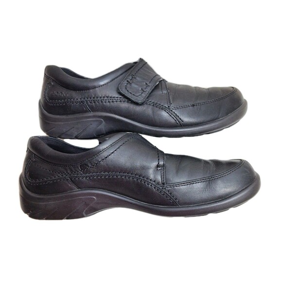Ecco Black Leather With Velcro Strap Casual Comfort Shoes Womens Shoe Size 7.5 W - Picture 1 of 7
